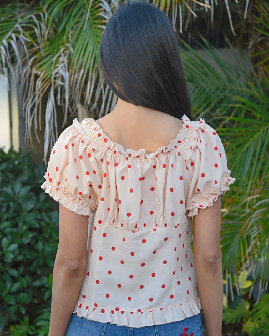 Hits The Spot Top Peach & Red
