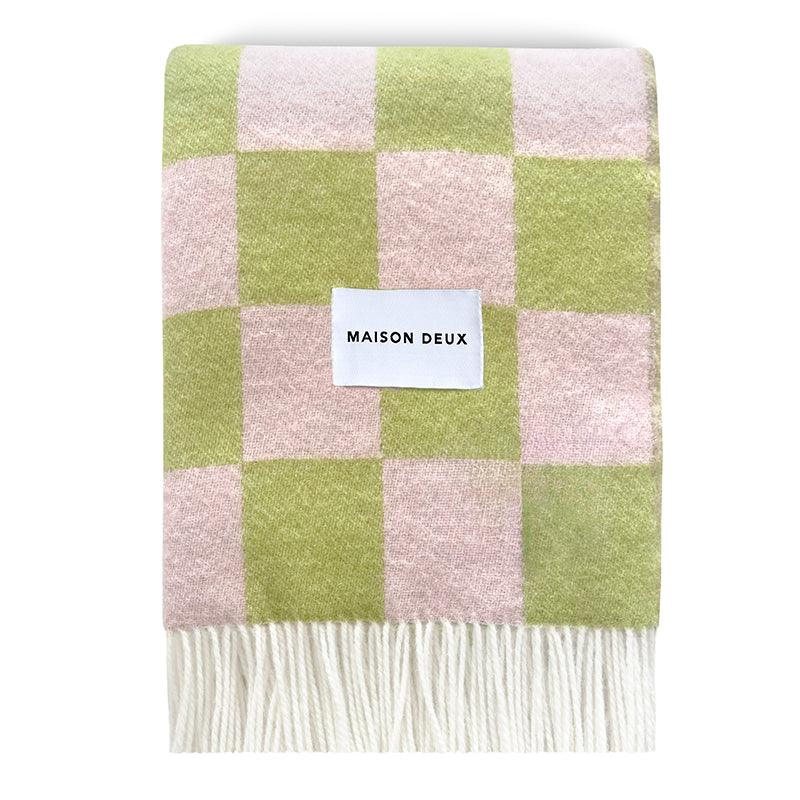 Checkerboard Blanket Kiwi/Pink