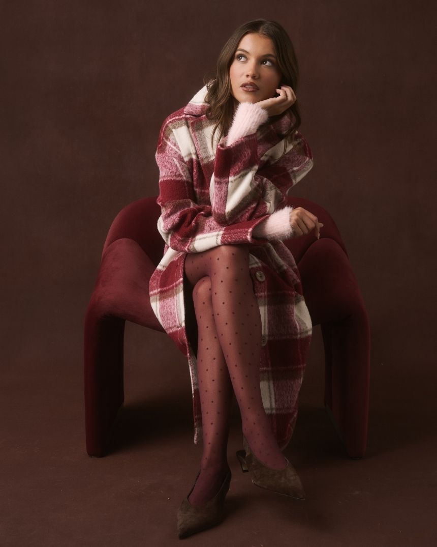 Greta Coat Berry Check