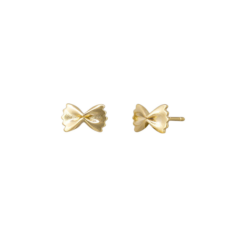 Bow Tie Pasta Stud Earrings Gold