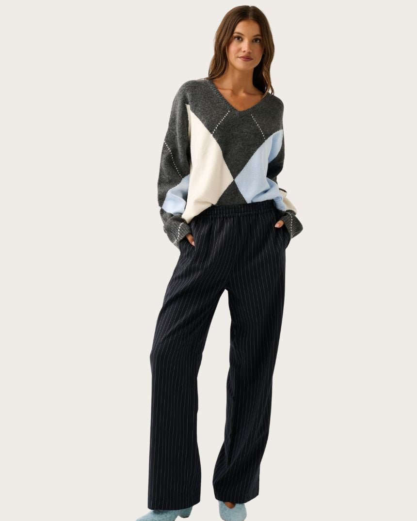 Jett Pant Charcoal Pinstripe