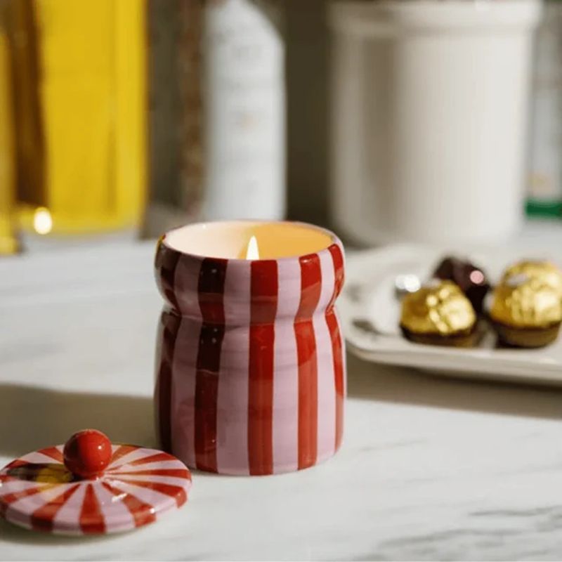 Cabana Red/Pink Pink Peppermint Candle with Lid
