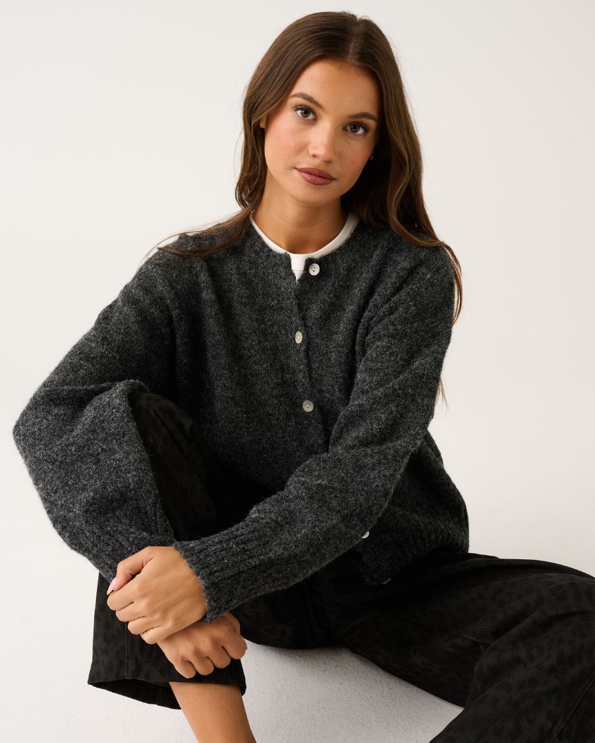 Aurora Knit Cardigan Charcoal
