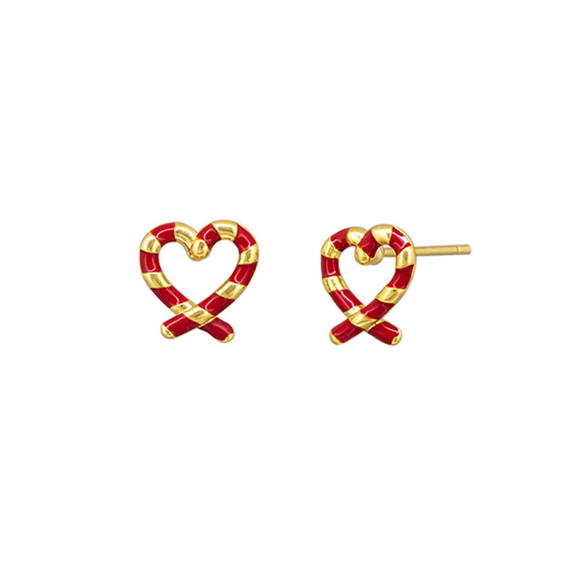 Pretzel Candy Cane Stud Earrings