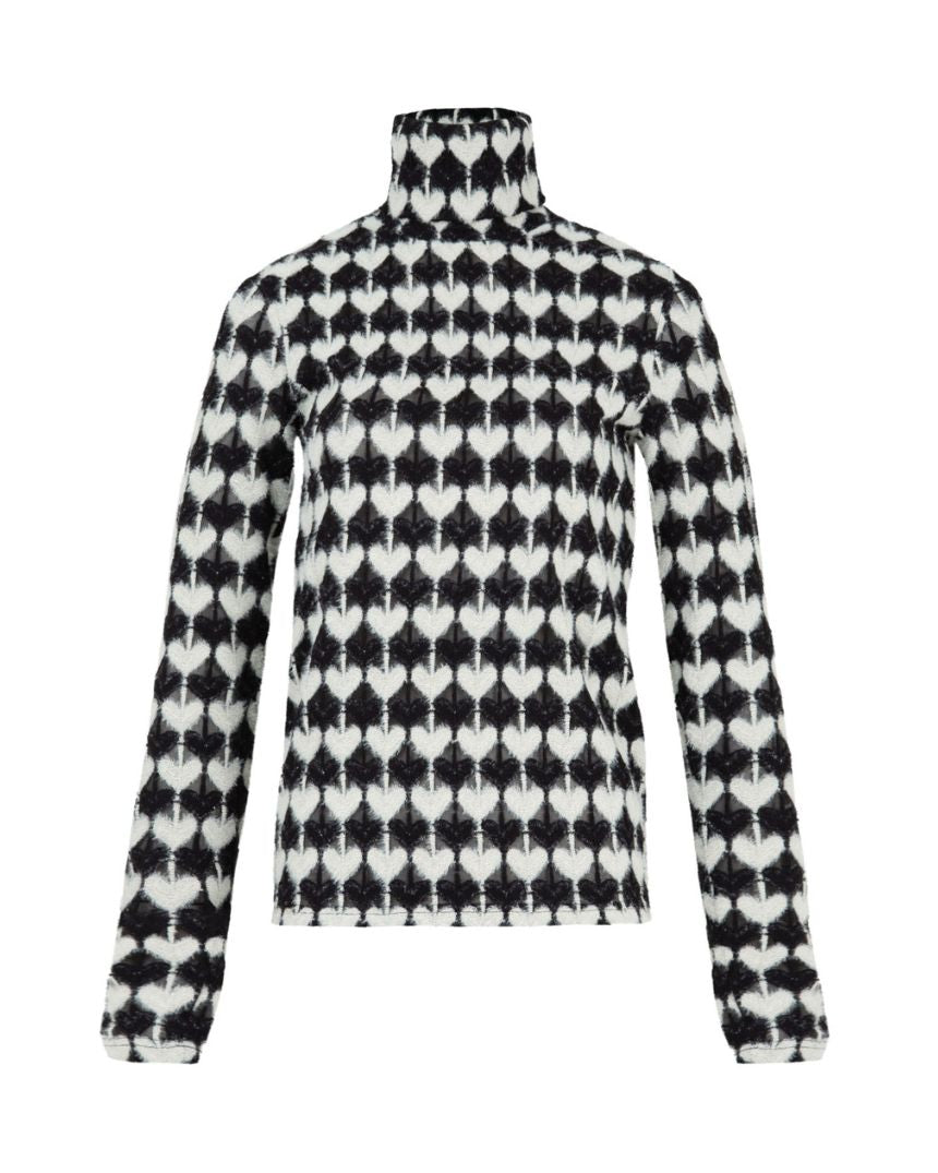 Heart Work Top Black & Cream