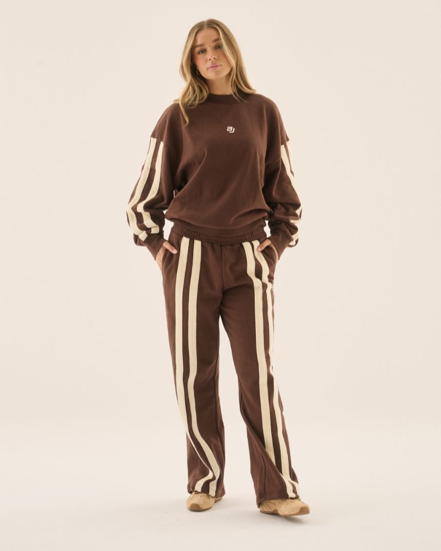AJ Logo Stripe Trackpant Chicory Coffee