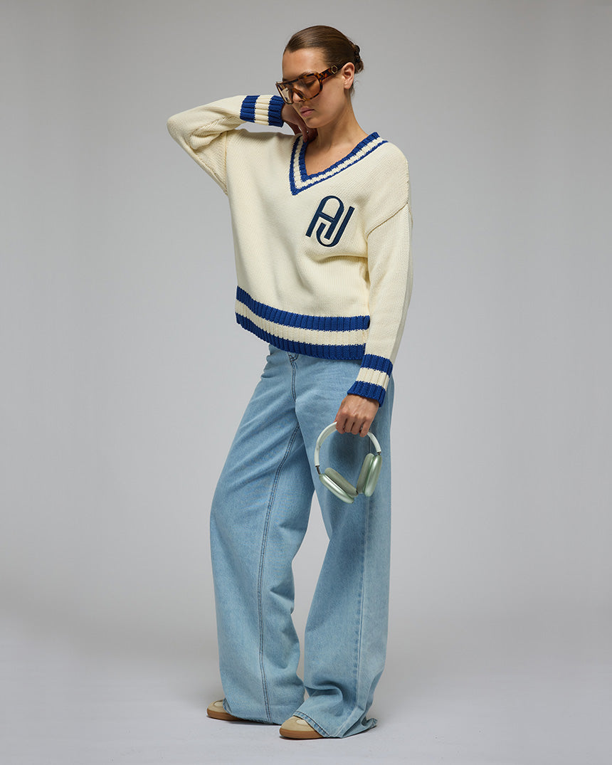 AJ V Neck Sweater Coconut