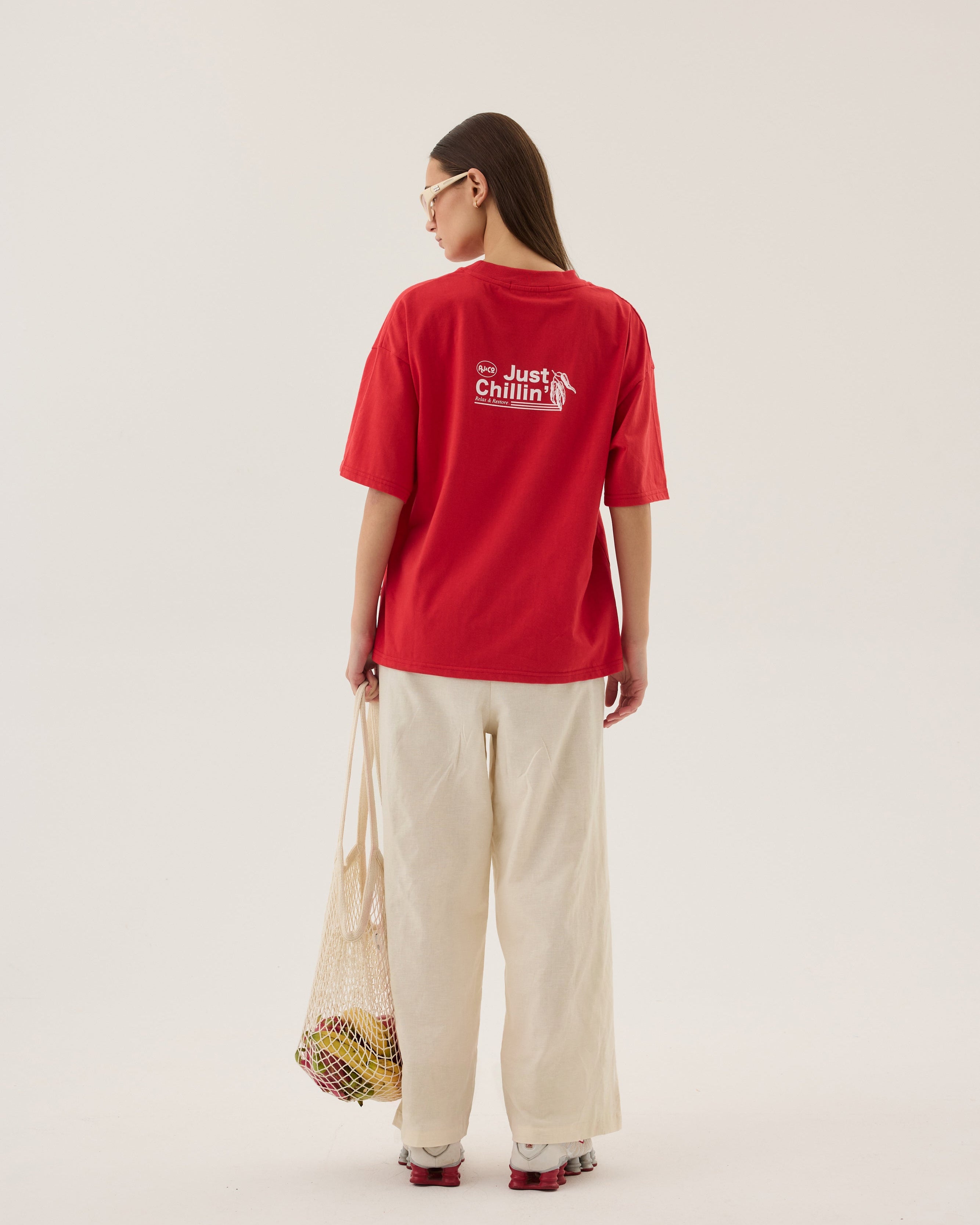 Chillin Oversized Tee Poppy Red