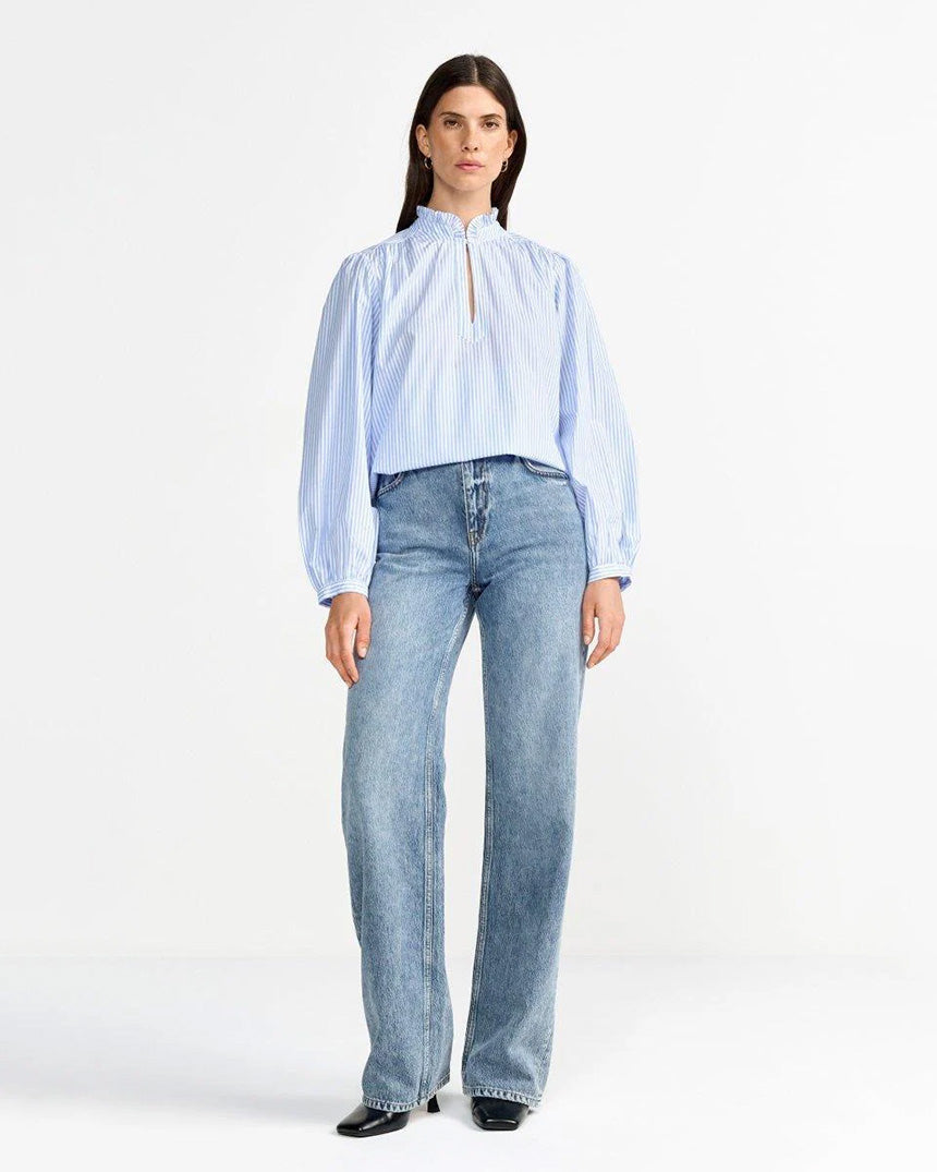 Striped Blouse Skyway Blue