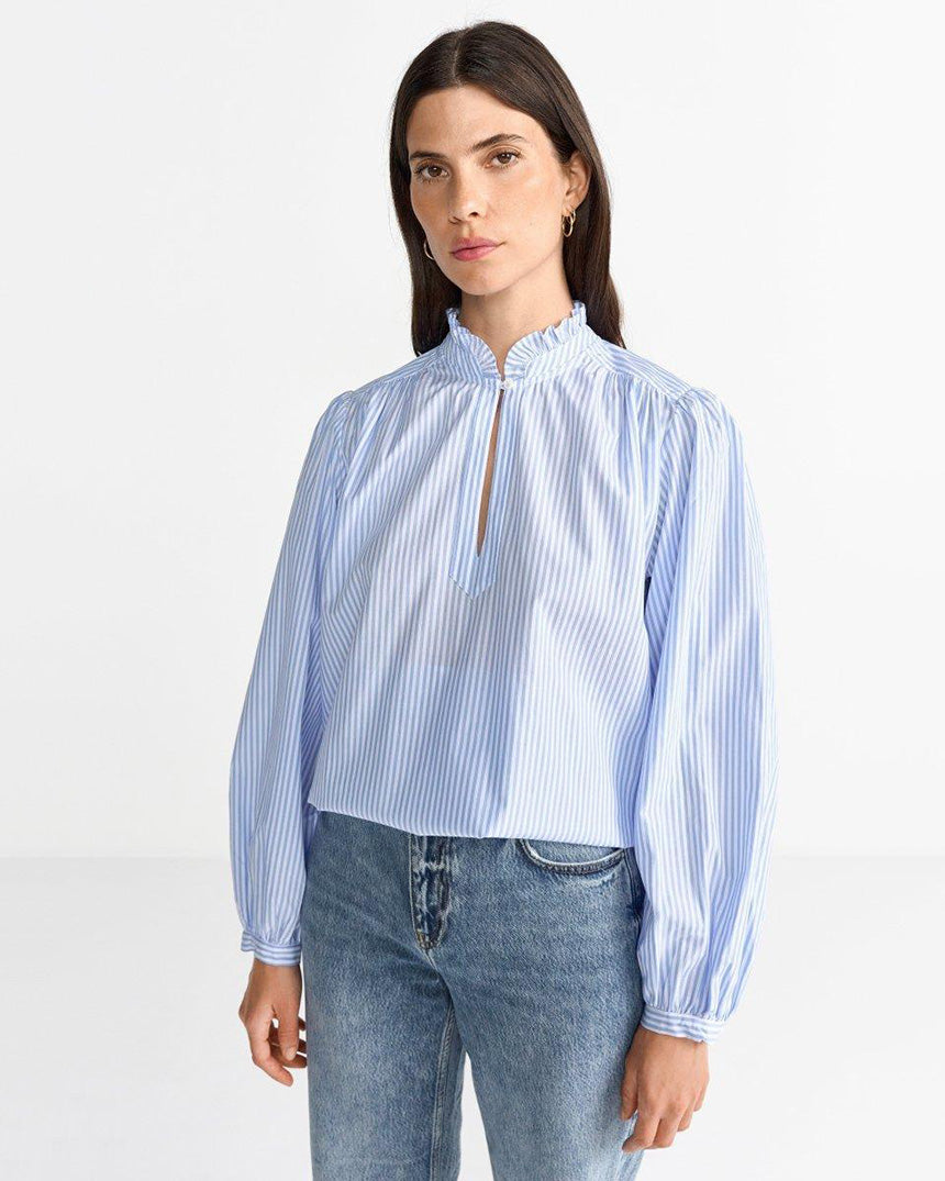 Striped Blouse Skyway Blue
