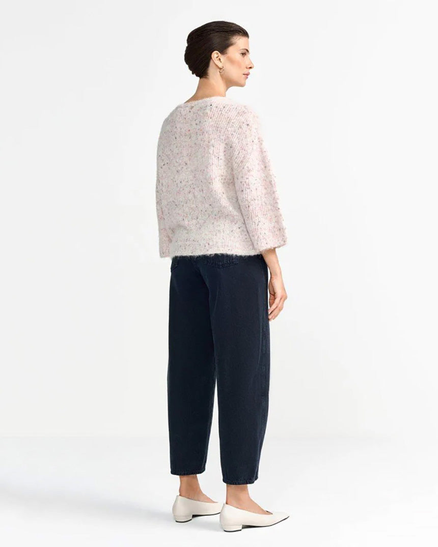 Seamless Neps Yarn Crew Pearl White