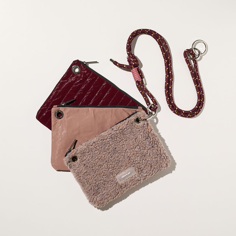 Square 3 Pouch Bag Pink Dot