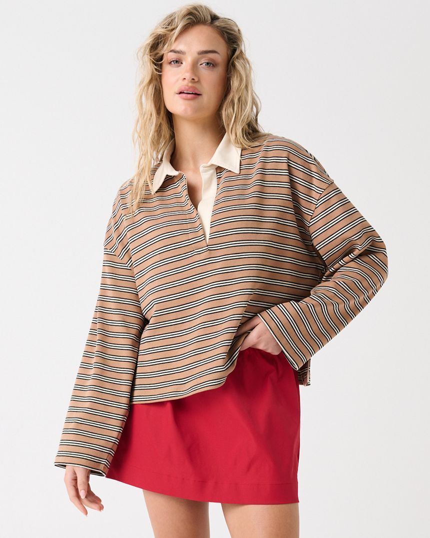 Alisa Rugby Tee Toffee Stripe