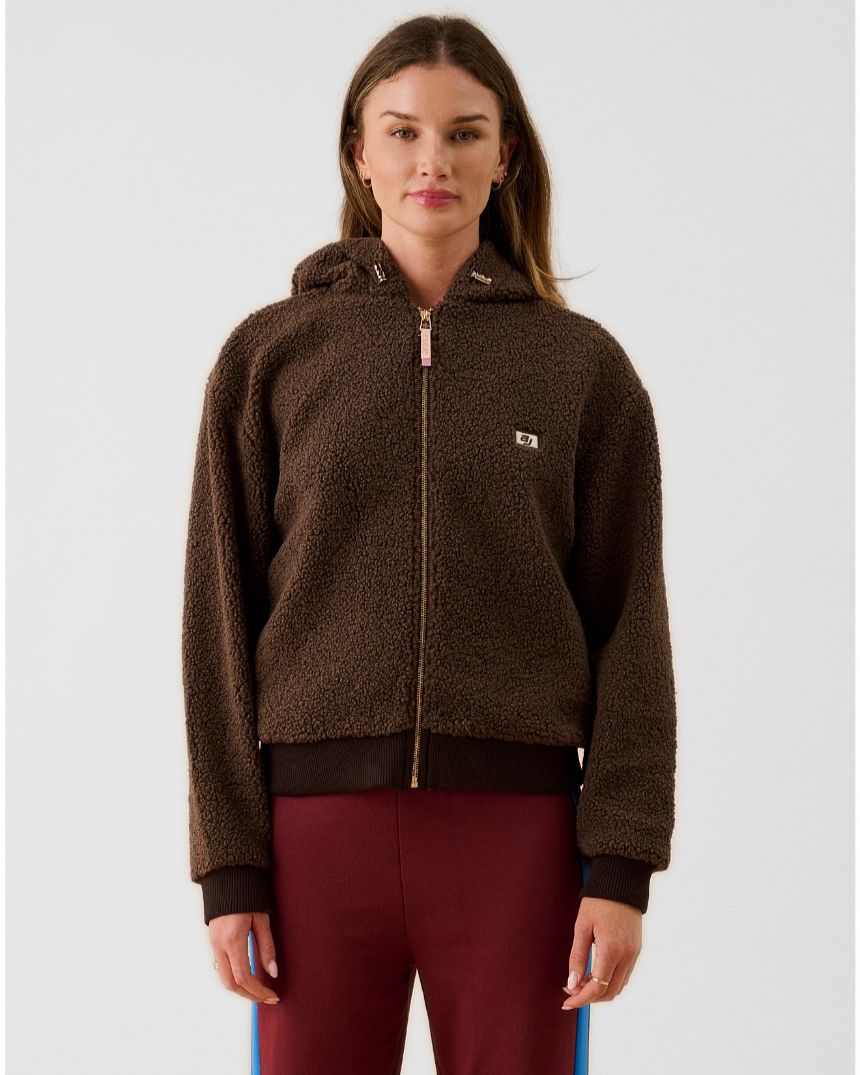 Sherpa Hooded Jacket Dark Chocolate