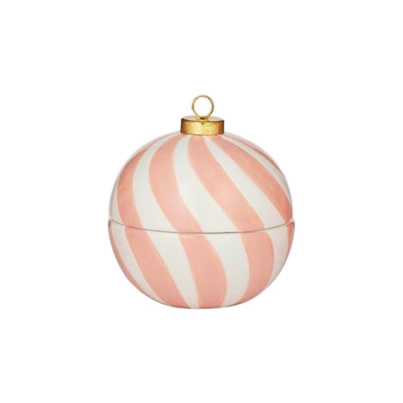 Merry Candle Ceramic Bauble Pink/White