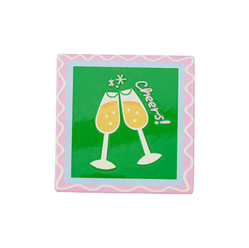 Cocktail Ceramic Coaster Champagne Cheers