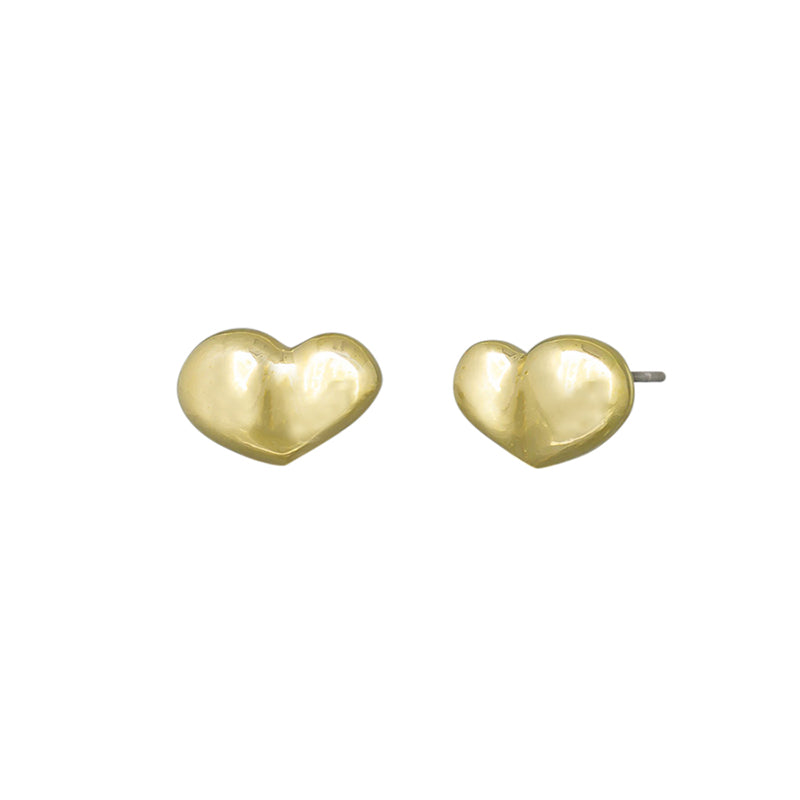 Cherub Heart Stud Earrings Gold
