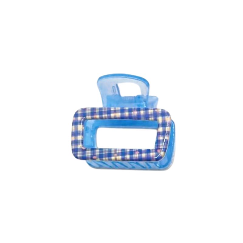 Tartan Hair Claw Blue