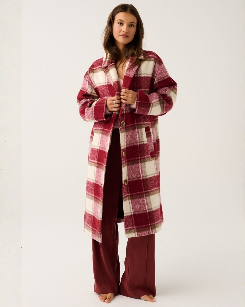 Greta Coat Berry Check