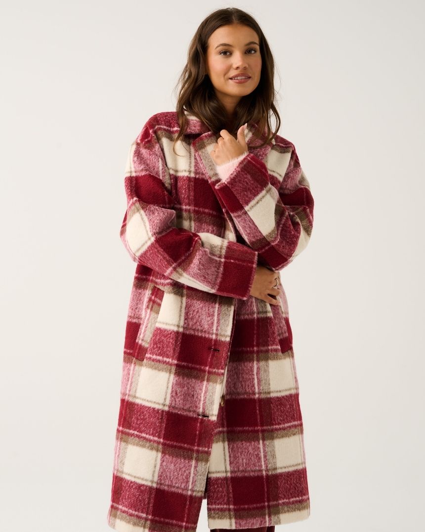 Greta Coat Berry Check