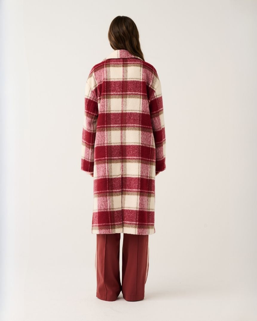 Greta Coat Berry Check