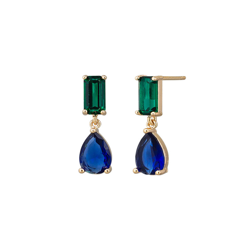 Anne Crystal Earrings Green/Blue