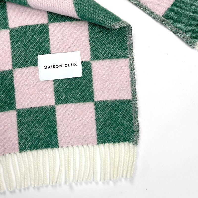 Checkerboard Blanket Green/Pink