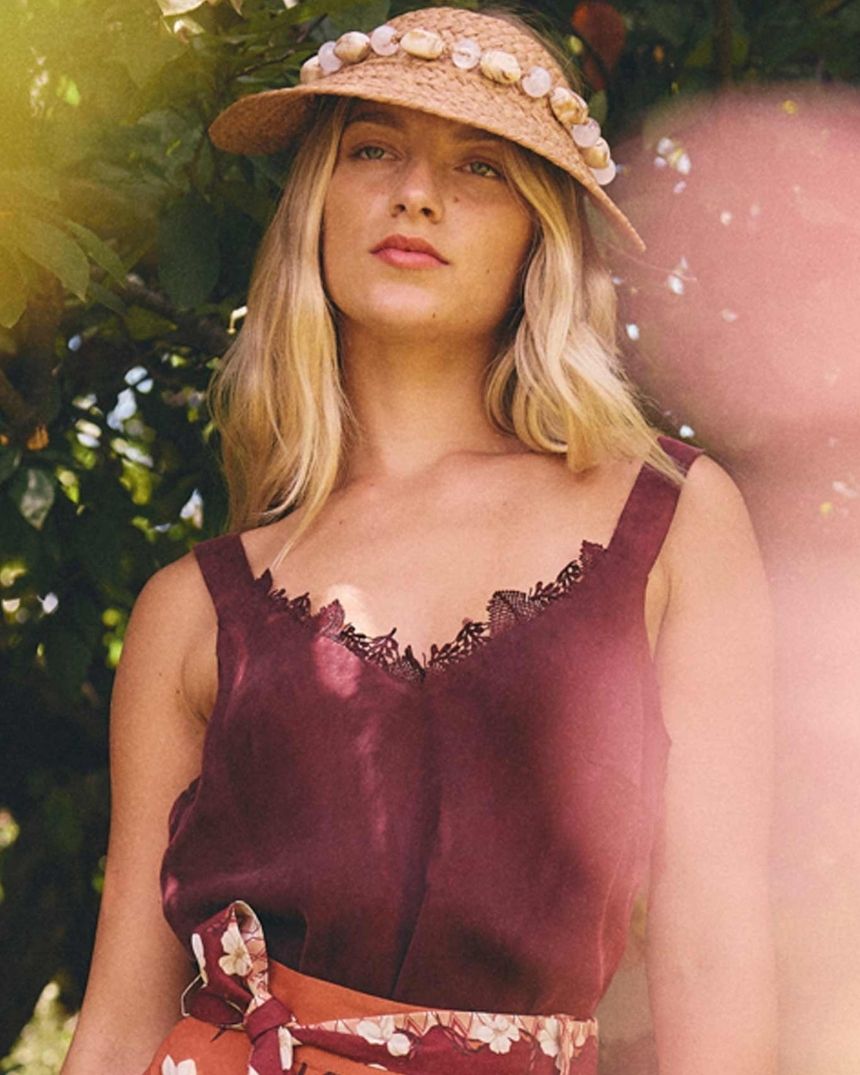 Julien Lace Trim Cami Rosewood