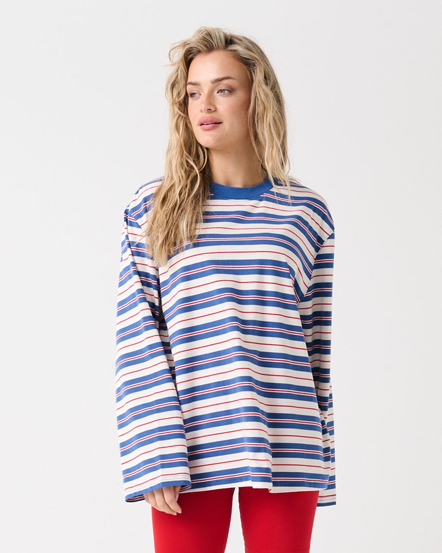 Carter Long Sleeve Red/Slate Stripe