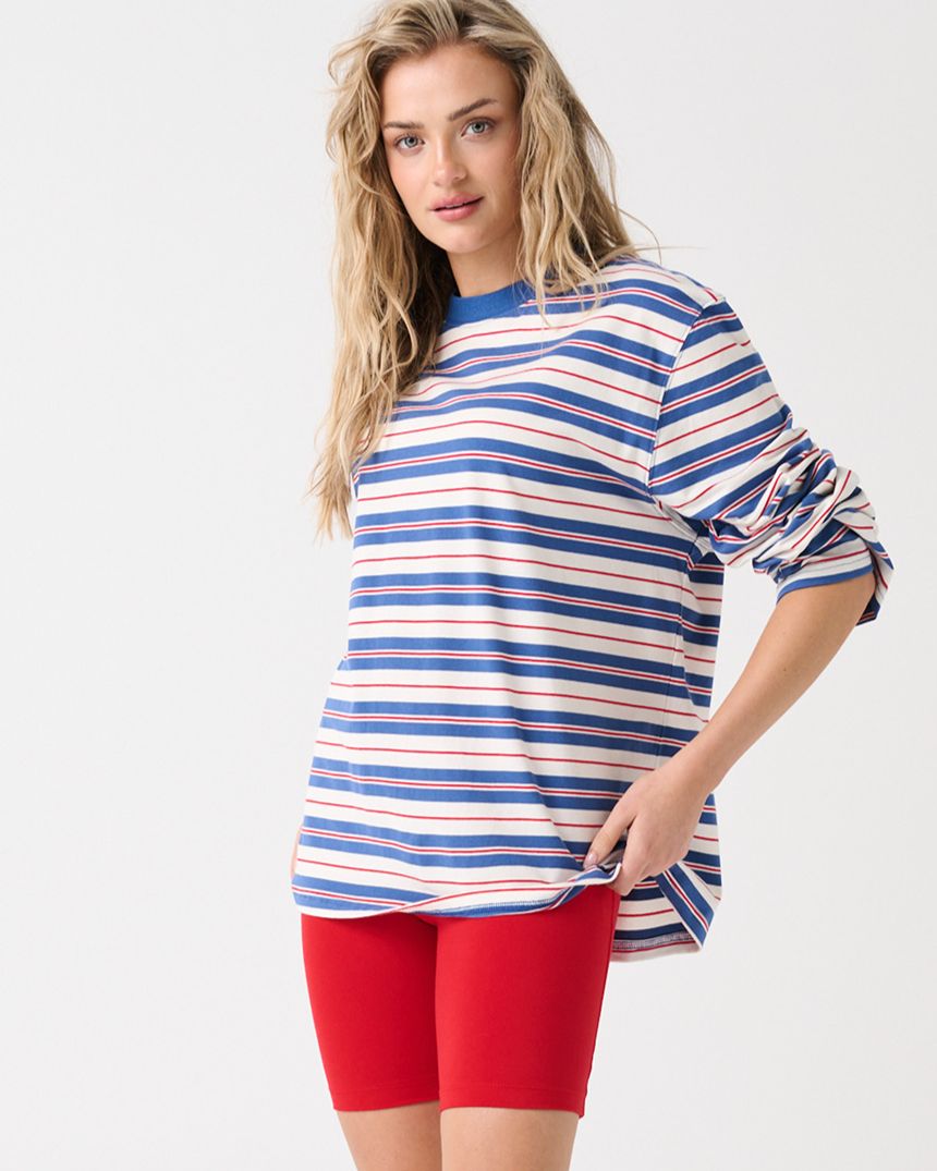 Carter Long Sleeve Red/Slate Stripe