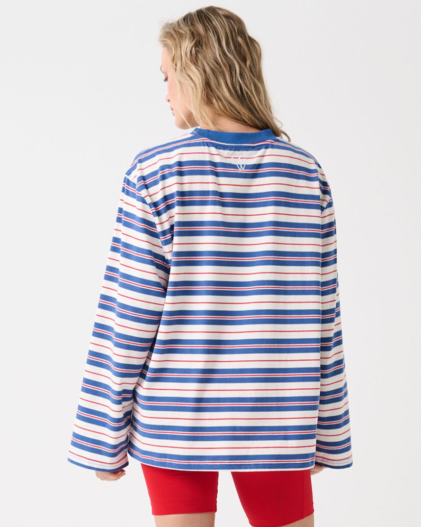 Carter Long Sleeve Red/Slate Stripe