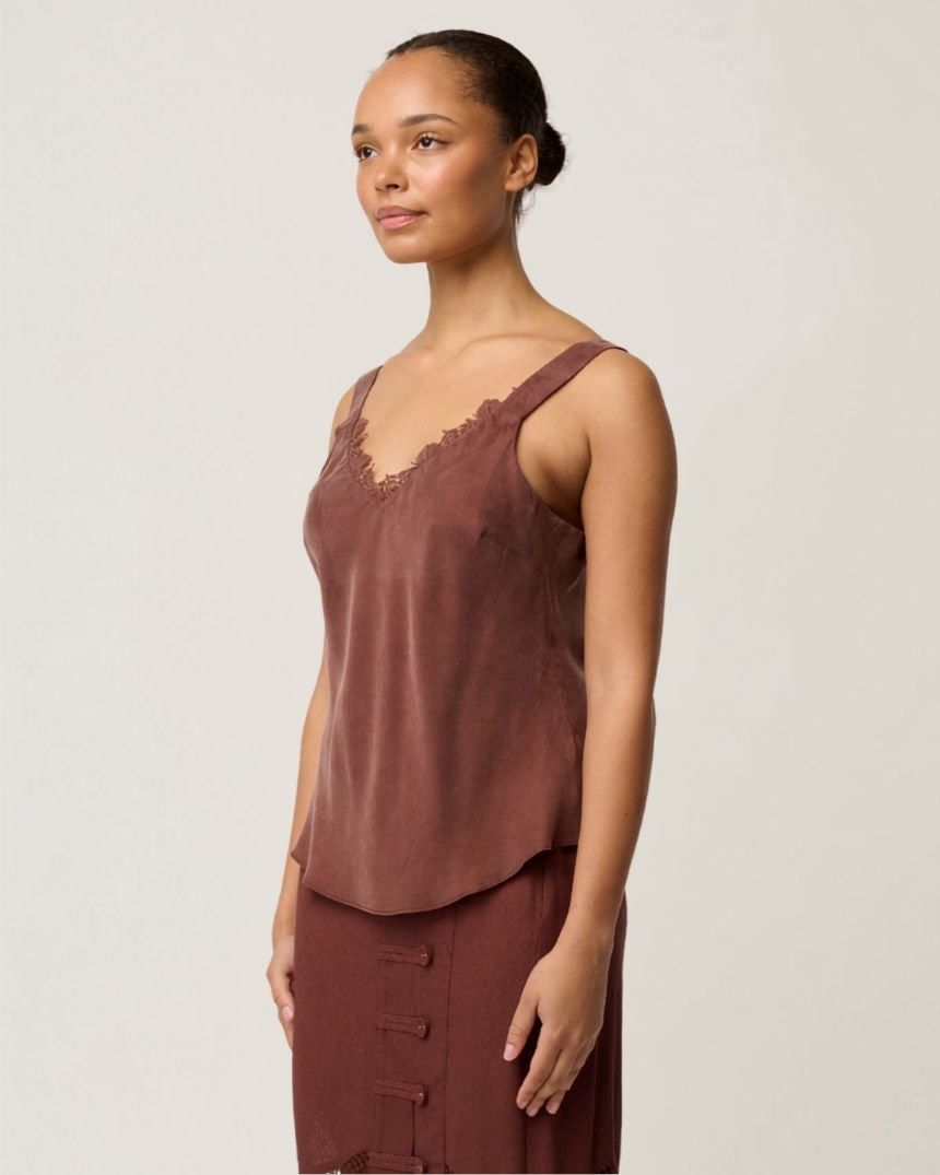 Julien Lace Trim Cami Rosewood