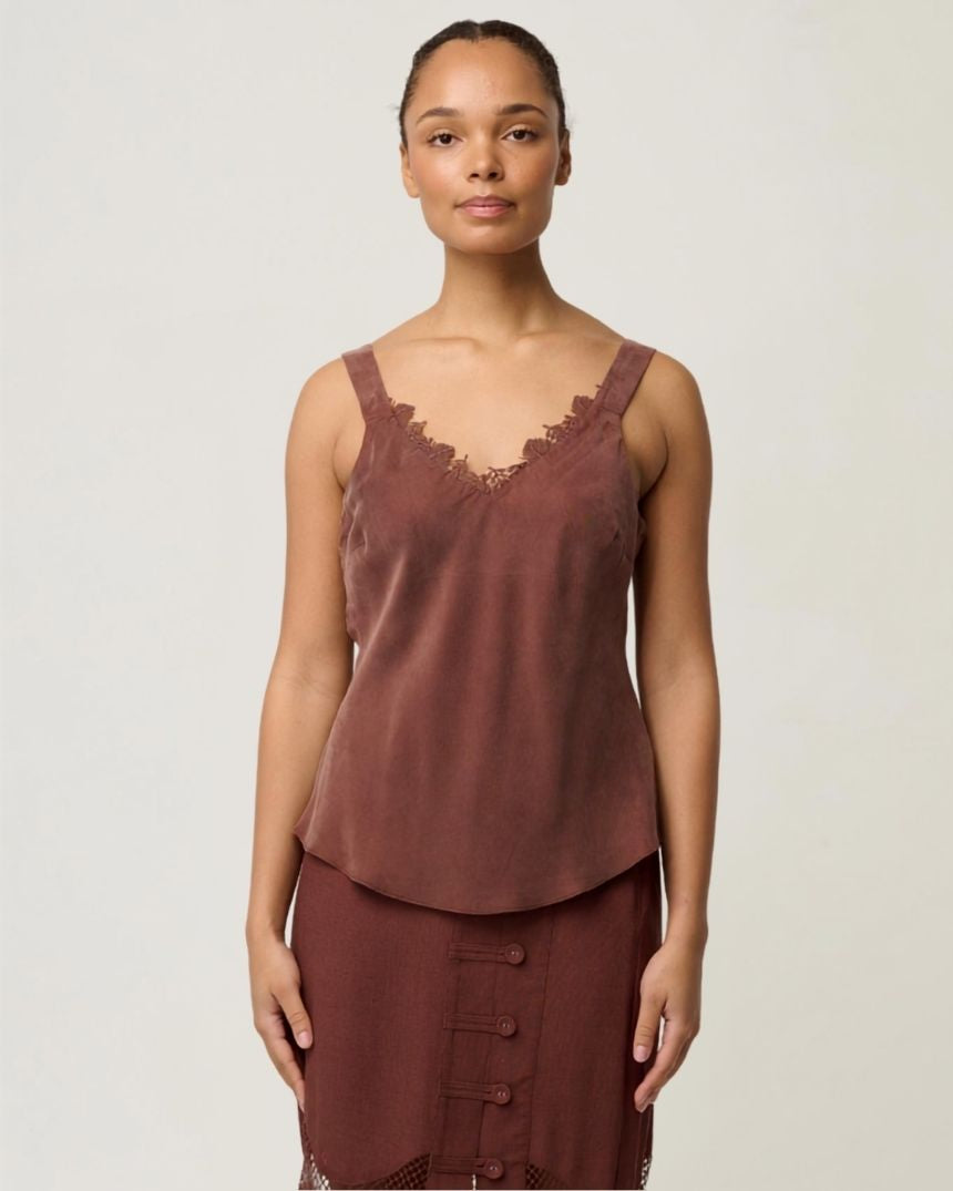Julien Lace Trim Cami Rosewood