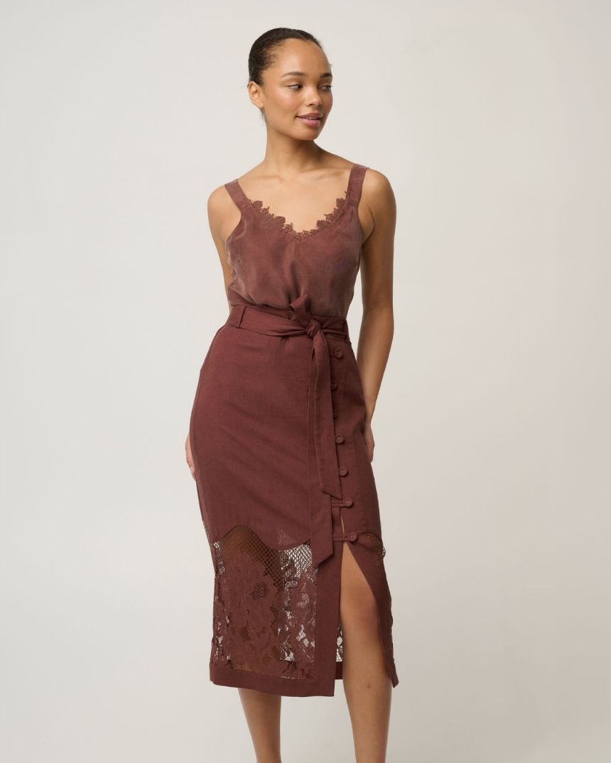 Julien Lace Trim Cami Rosewood