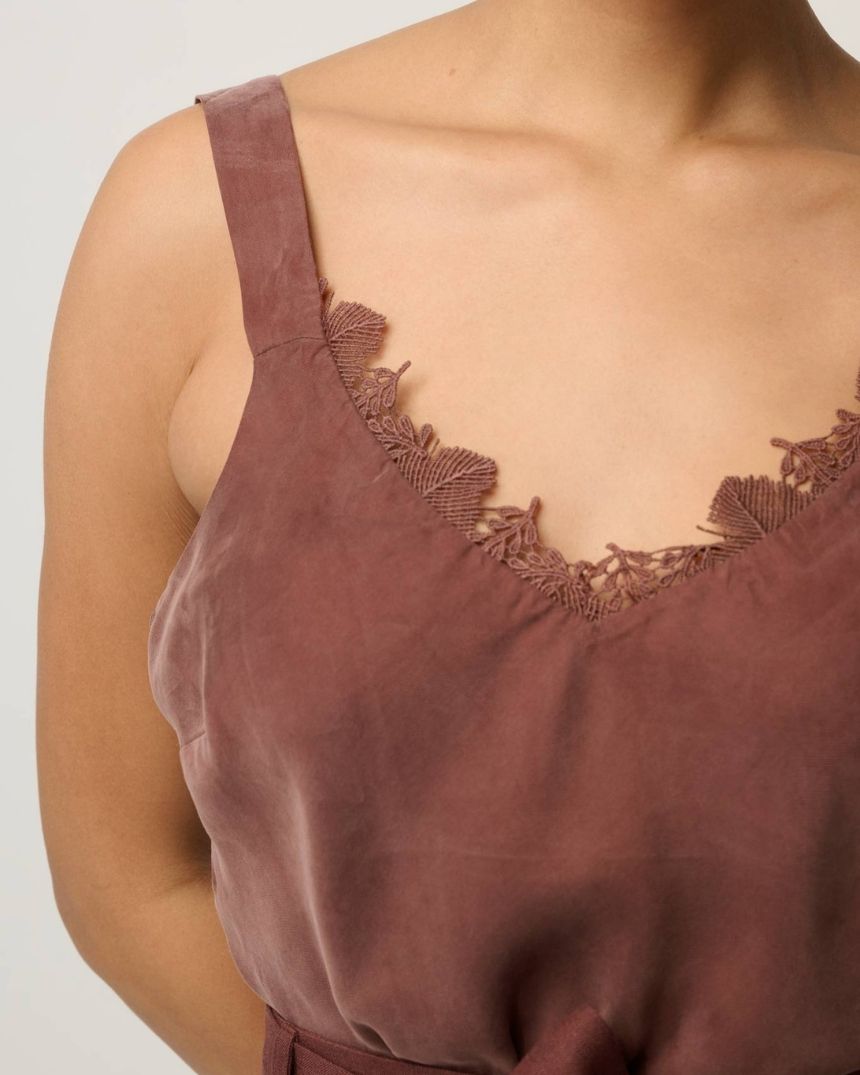Julien Lace Trim Cami Rosewood