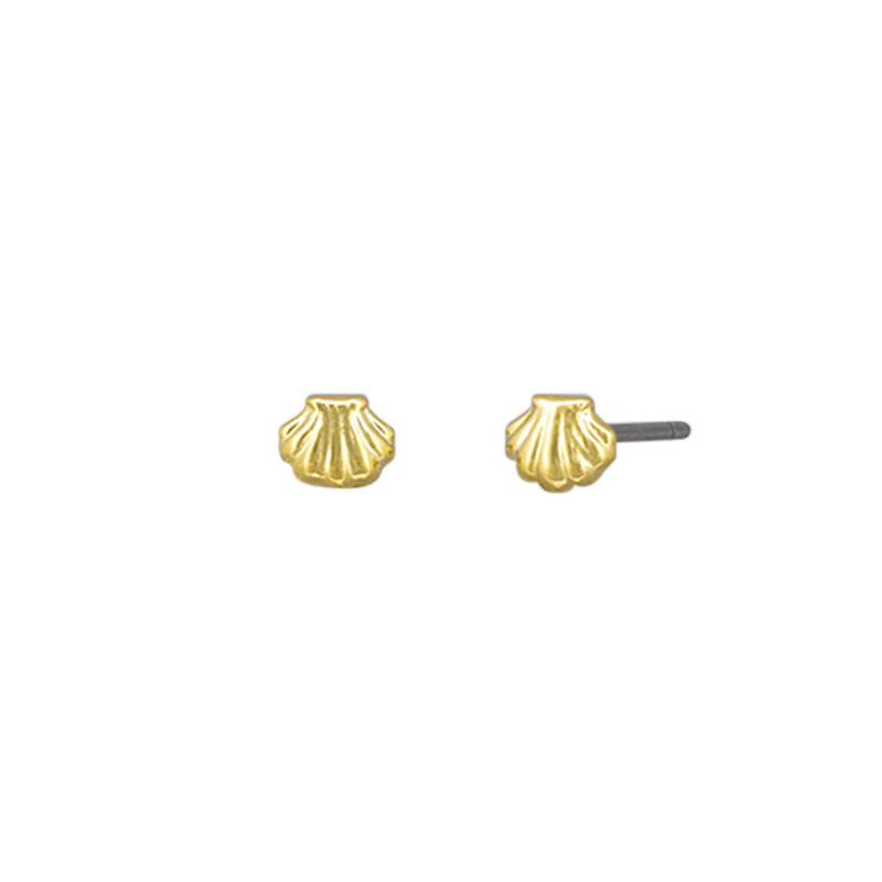 Gold Baby Scallop Stud Earrings
