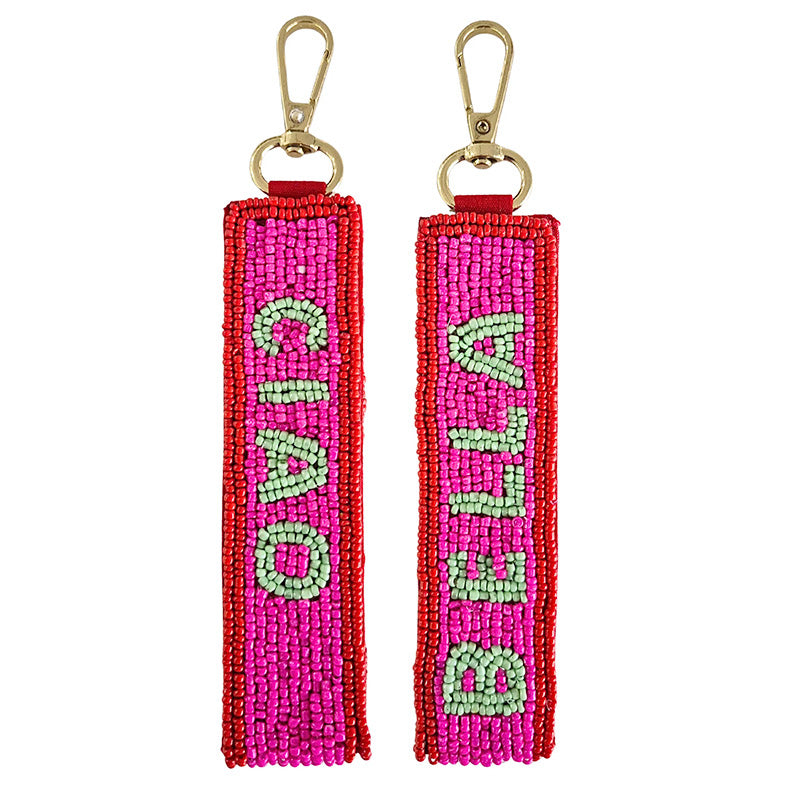 Ciao Bella Red/Fuchsia Beaded Keychain