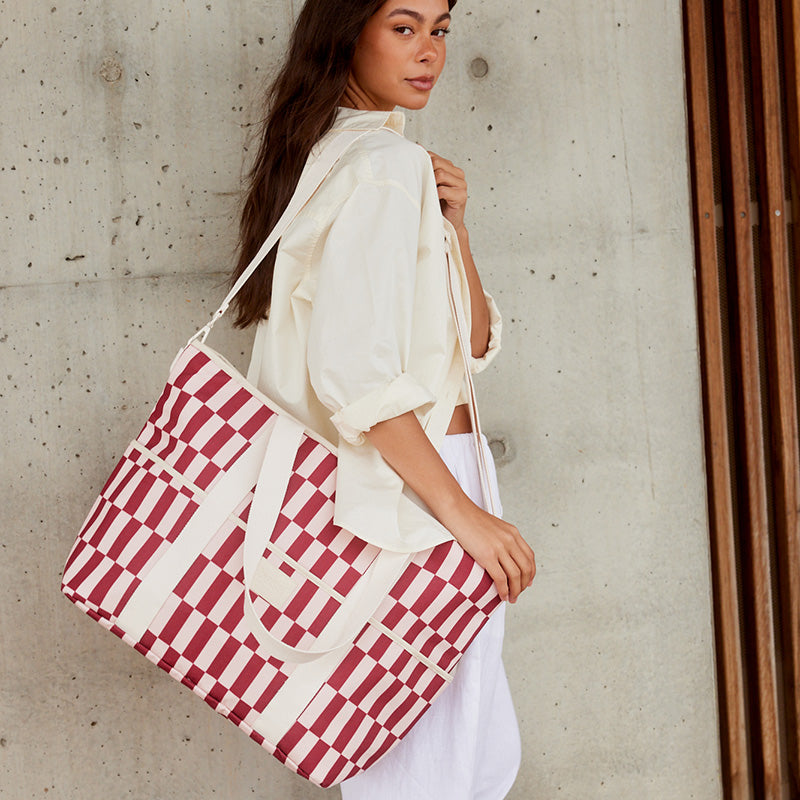 Cooler Base Burgundy/Peony Check