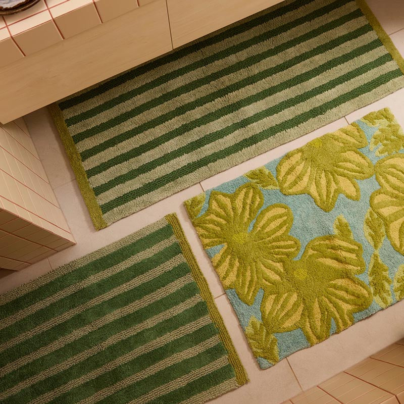 Stripe Reversible Khaki Bath Mat