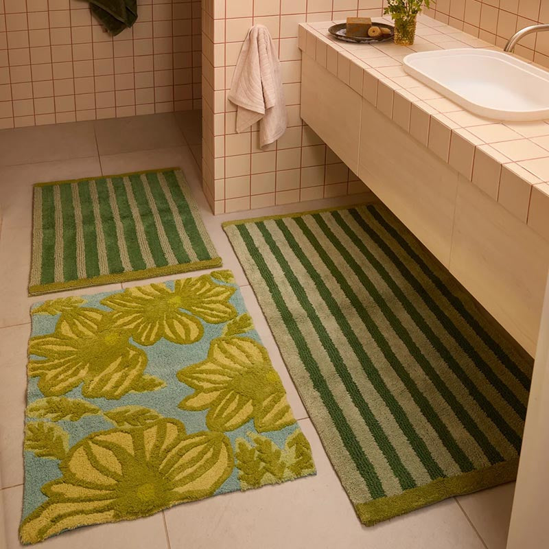 Stripe Reversible Khaki Bath Mat