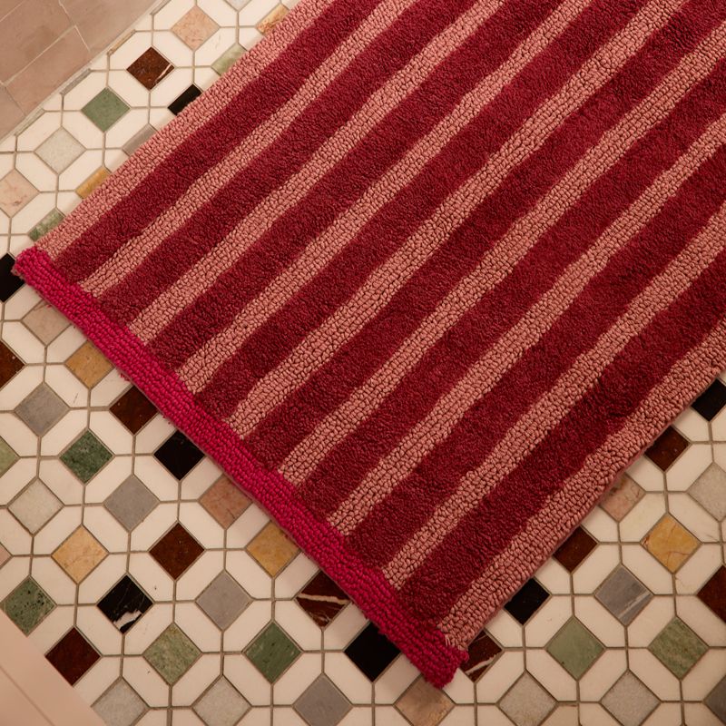 Stripe Burgundy Bath Mat