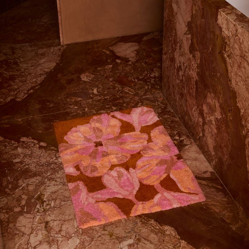 Dutch Floral Pink Bath Mat