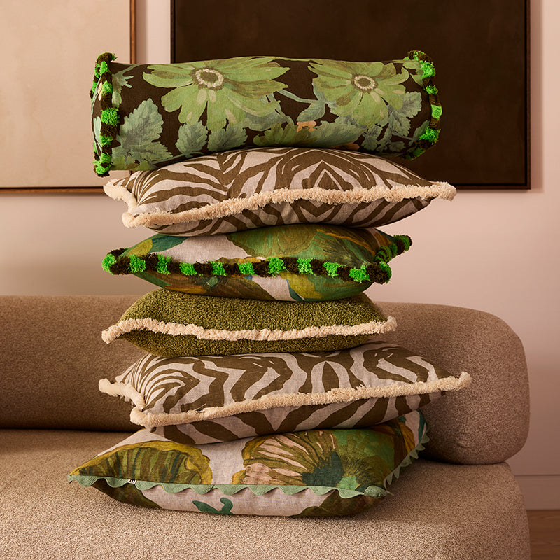 Zebra Olive Cushion 60x40cm