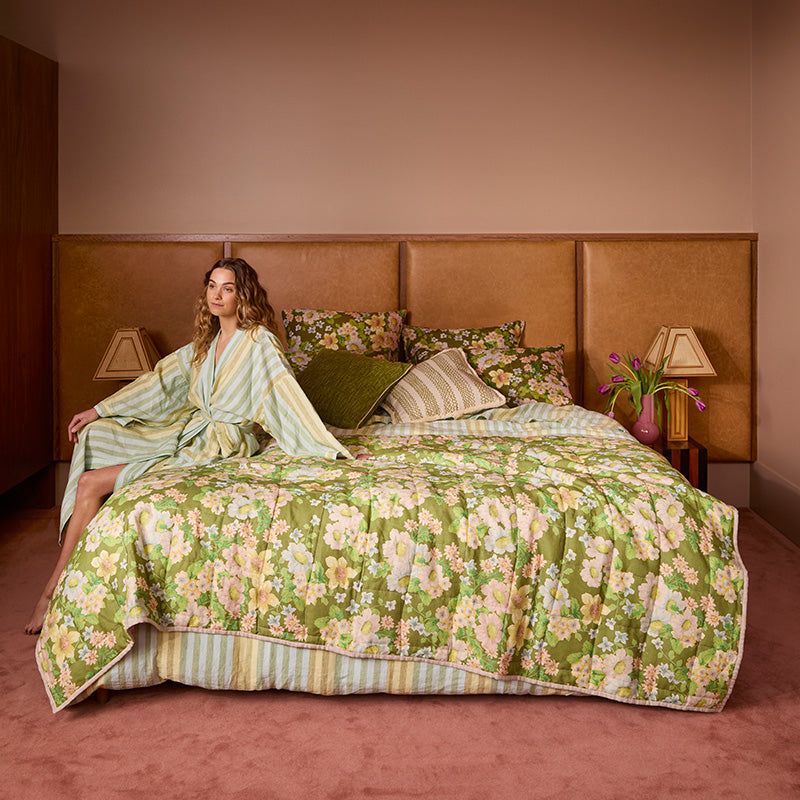 Stripe Blue Green Duvet Cover