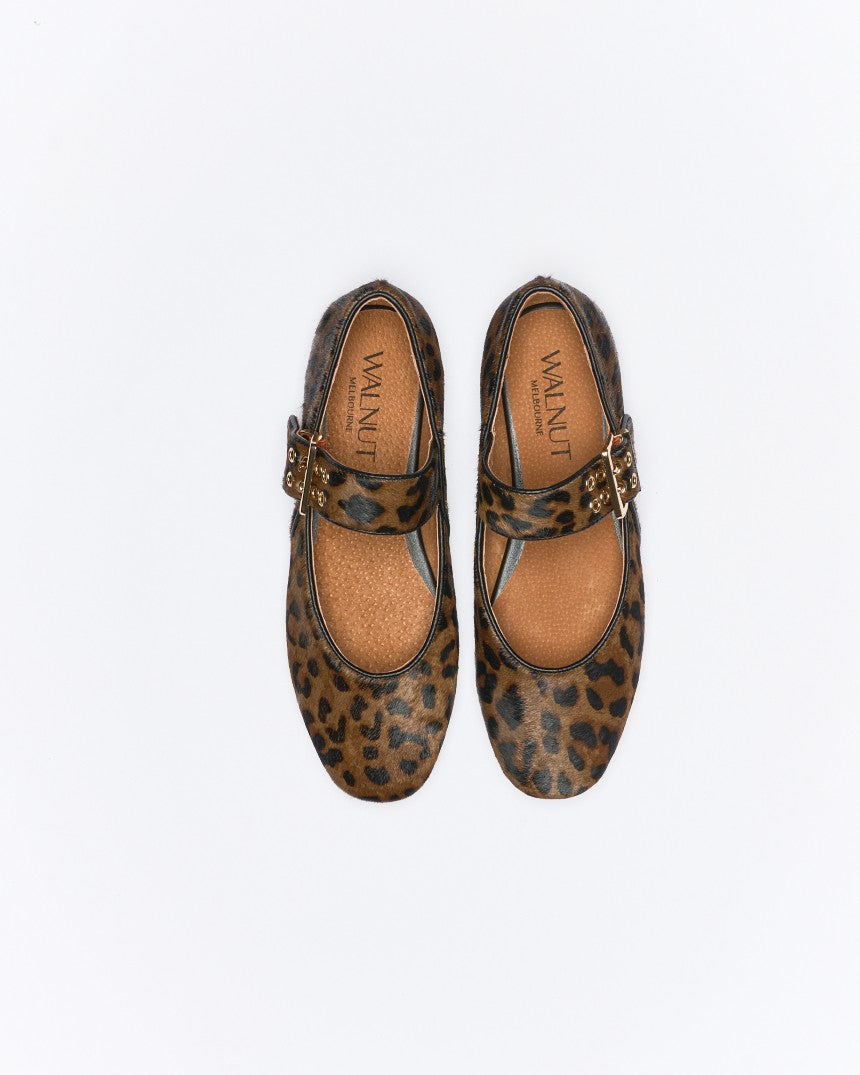 Blaise Leather Ballet Choc Leopard