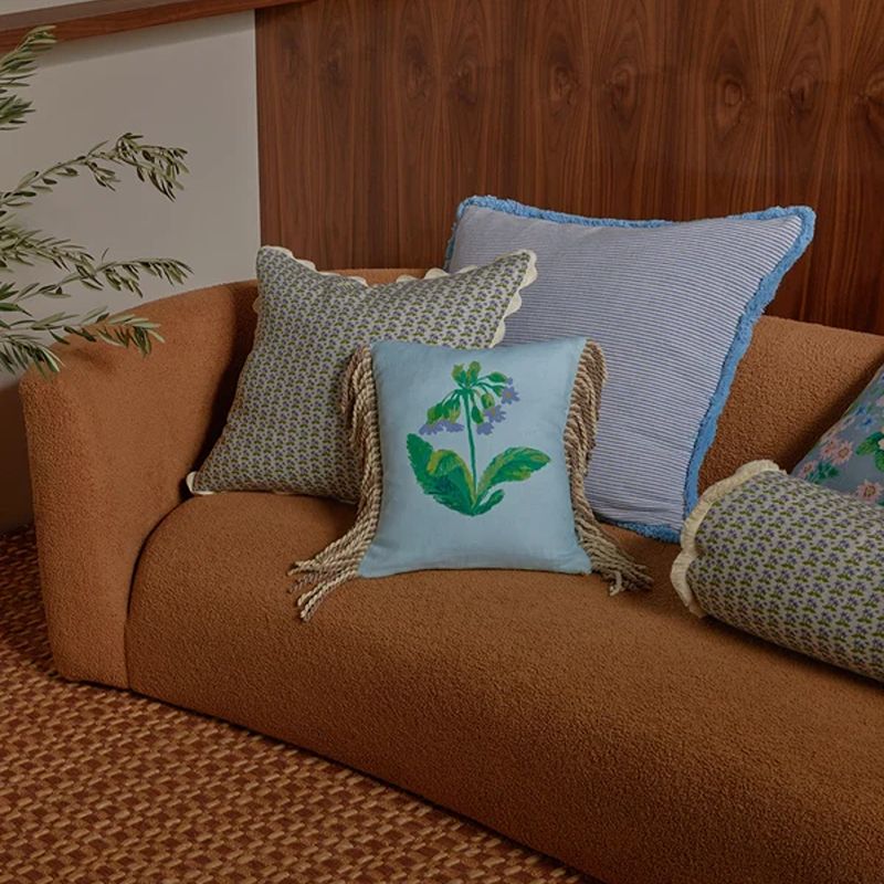 Petite Madeline Blue Linen Cushion 50cm