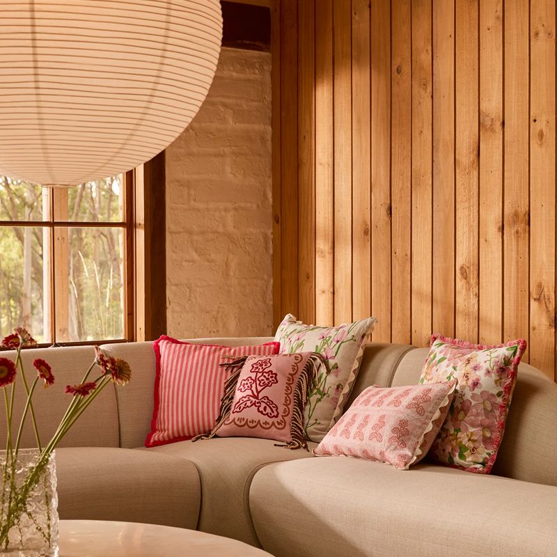 Martine Pink Linen Cushion 60x40cm