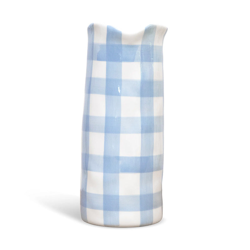 Blue Gingham Large Vase