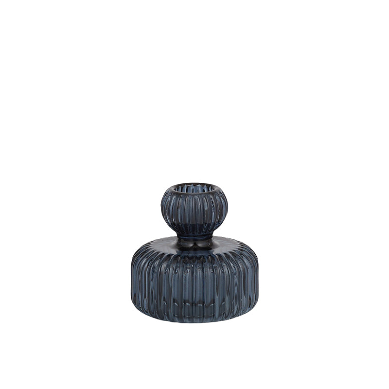 Mattia Glass Candleholder Navy