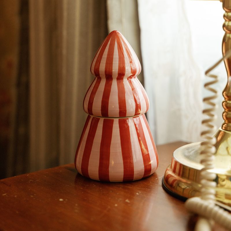 Cabana Christmas Tree Pink Peppermint Candle